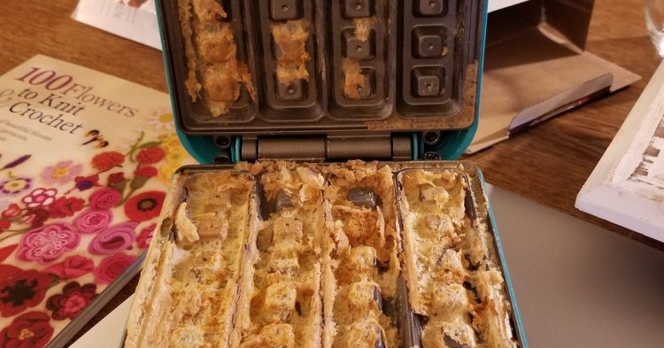 A “new” Amazon waffle maker arrived with a crusty old waffle inside