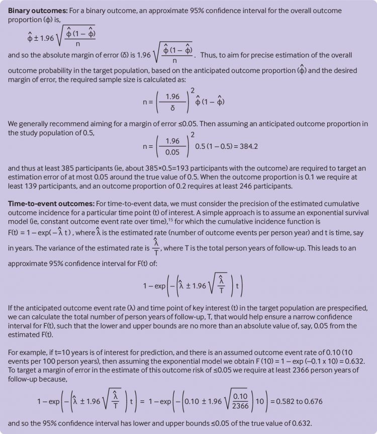 Calculating the sample size required for developing a clinical prediction model