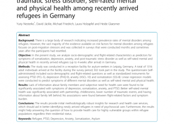 Factors predicting symptoms of somatization, depression, anxiety, posttraumatic stress disorder, self-rated mental and physical health among ecently arrived refugees in Germany – Germany