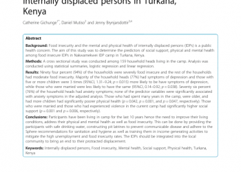 Predictors of social support, physical health and mental health among food insecure internally displaced persons in Turkana, Kenya – Kenya