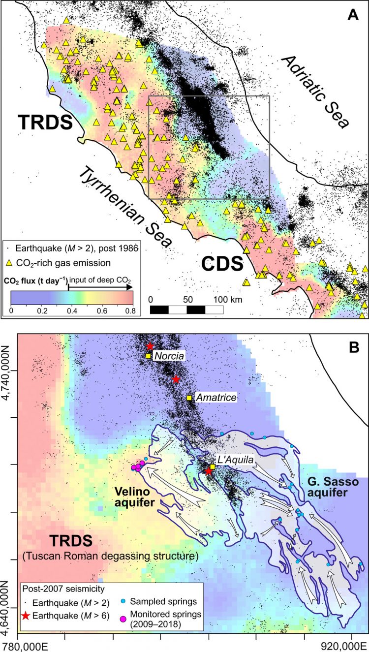 Correlation between tectonic CO2 Earth degassing and seismicity is revealed by a 10-year record in the Apennines, Italy
