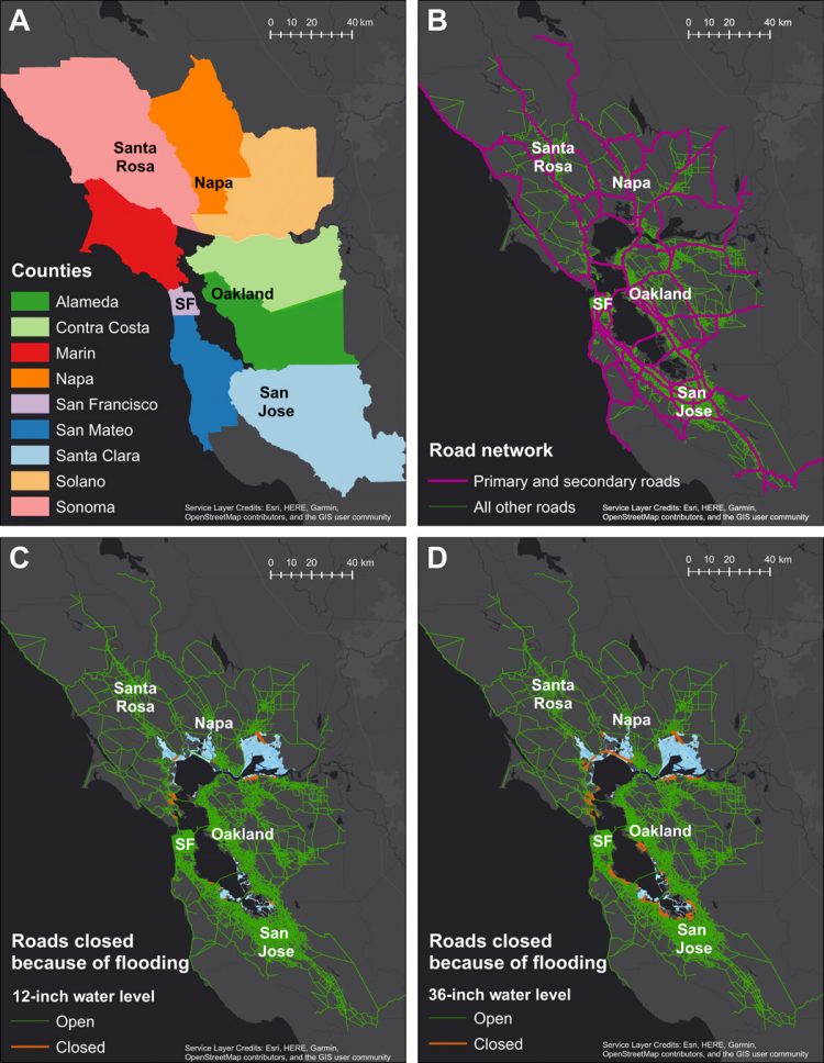 When floods hit the road: Resilience to flood-related traffic disruption in the San Francisco Bay Area and beyond