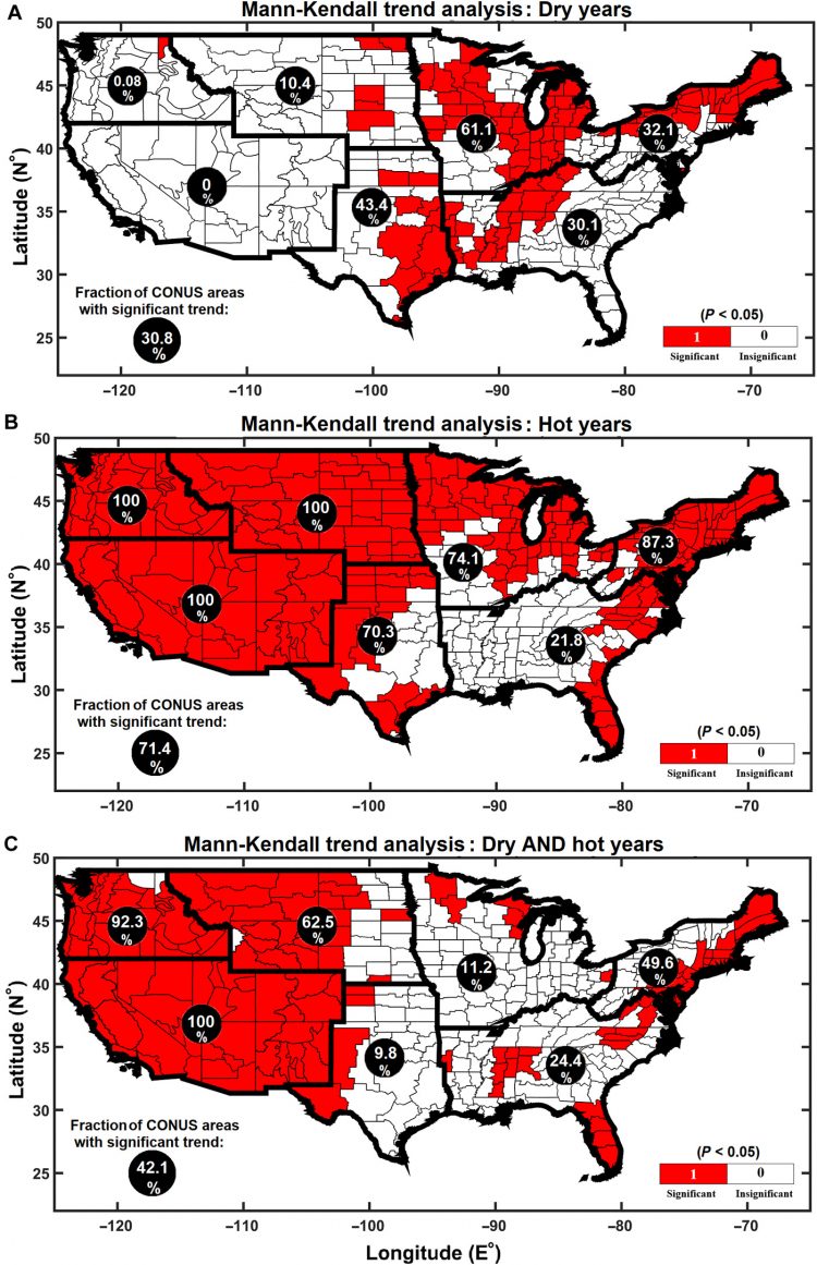 A century of observations reveals increasing likelihood of continental-scale compound dry-hot extremes