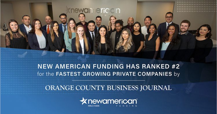 New American Funding Ranked as #2 Fastest-Growing Company by Orange County Business Journal