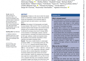Trends and inequalities in the nutritional status of adolescent girls and adult women in sub-Saharan Africa since 2000: a cross-sectional series study – World
