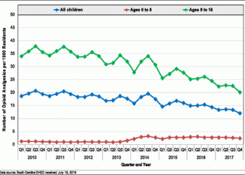 Trends in Dispensed Opioid Analgesic Prescriptions to Children in South Carolina: 2010–2017